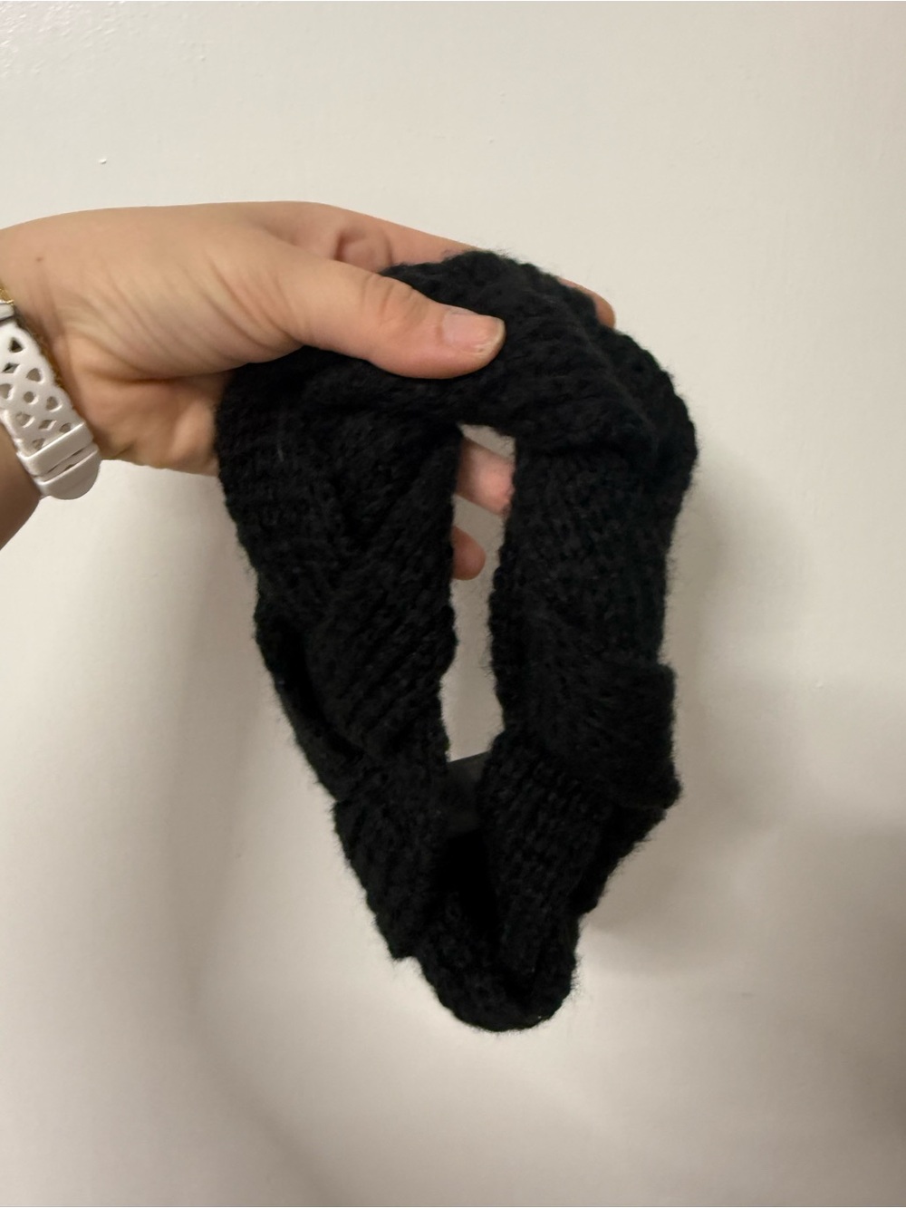 Black Knitted Braided Headband - Women Ear Warmer